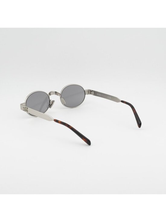 Miu Miu MUB51S 21M50Q Sunglasses Old Silver Oval Frame, Grey Lenses main image 11